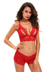 Sexy Red Crotchless Bralette Booty Short Lingerie Set